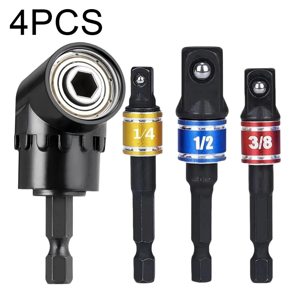 Flexible Drill Bit Extension Set – 105° Right Angle Adapter for Power Tools
