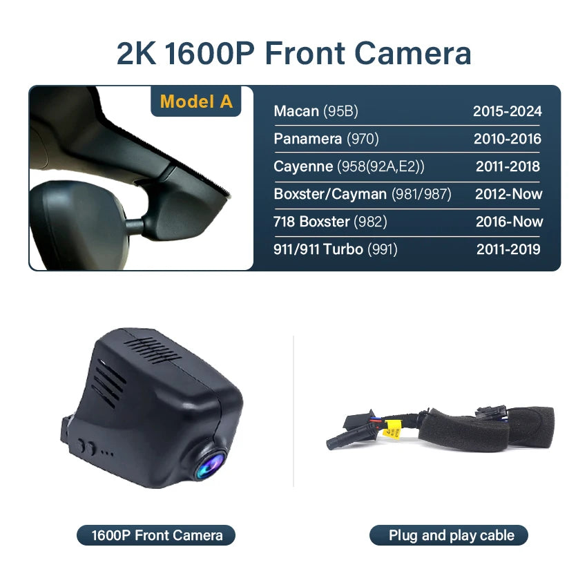 4K WiFi Dash Cam – Plug and Play Video Recorder for Porsche Models
