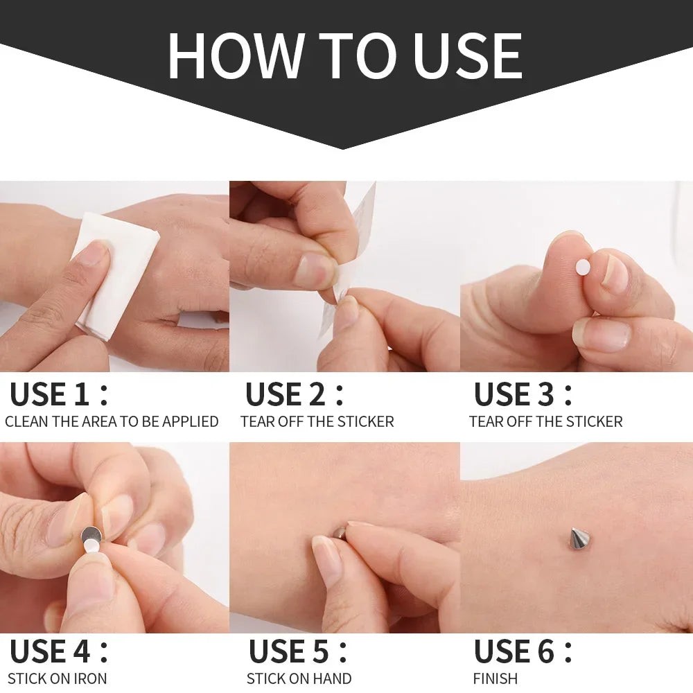 Fake Body Piercing Set – Adhesive Studs for Nose Lips and Eyebrows
