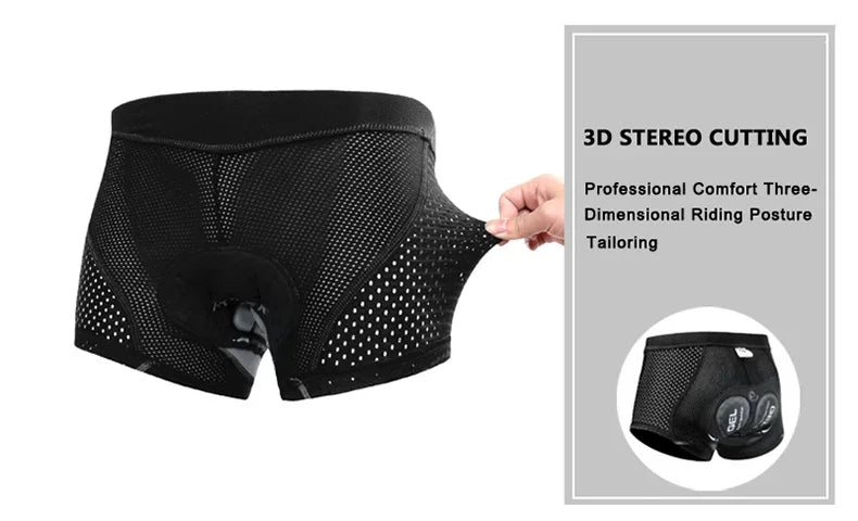 Padded Cycling Underwear Shorts – 5D Gel Breathable Liner for MTB Road Bike