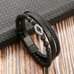 Tiger Eye Leather Bracelet – Multi-Layer Beaded Jewelry for Men