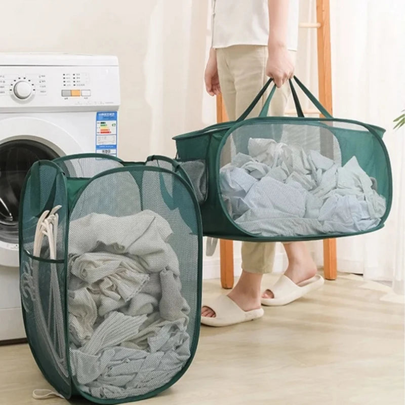 Foldable Mesh Laundry Basket – Large Breathable Storage for Home Organization
