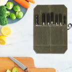 Waxed Canvas Knife Roll Bag – Portable Chef Storage for Camping and BBQ