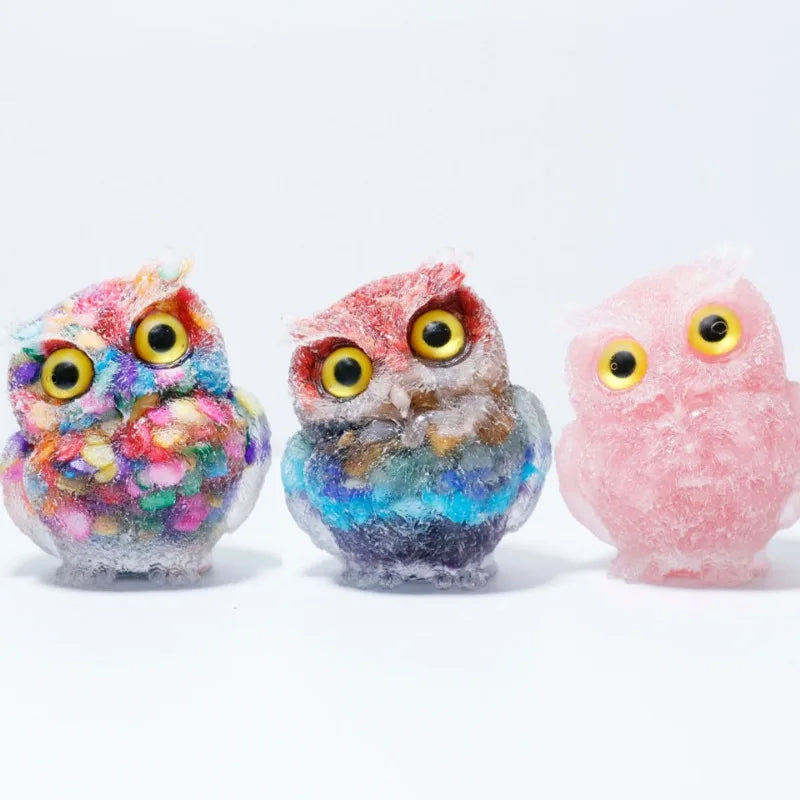 Crystal Owl Ornament – Natural Gemstone Figurine for Home Decor and Aquarium