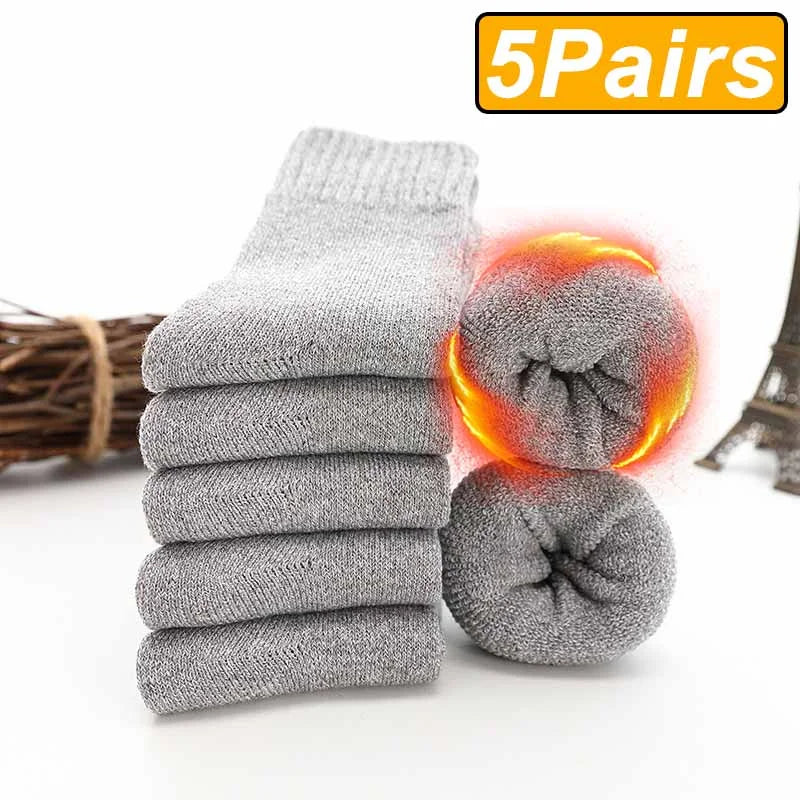 Thermal Terry Winter Socks – Thick Unisex Crew for Cold Weather