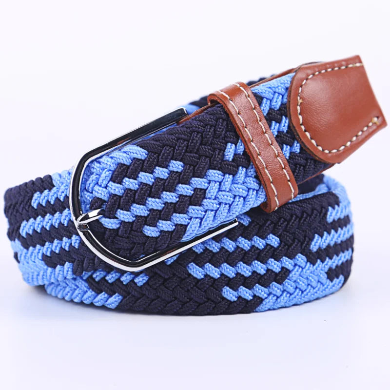 Woven Elastic Canvas Belt – Stretch Braided Buckle Strap for Casual Jeans