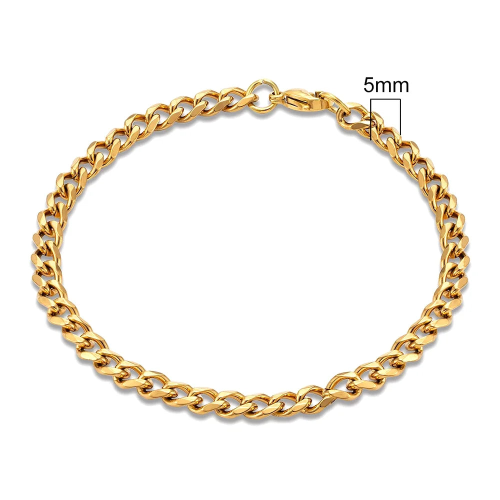 Stainless Steel Cuban Link Bracelet – 3-11mm Biker Jewelry for Men and Women