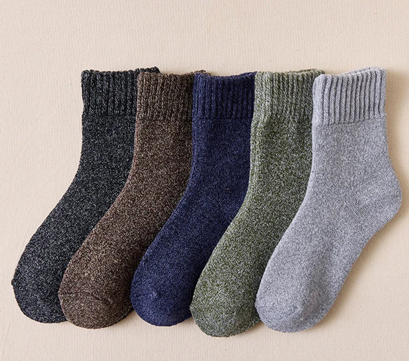 Thermal Terry Winter Socks – Thick Unisex Crew for Cold Weather