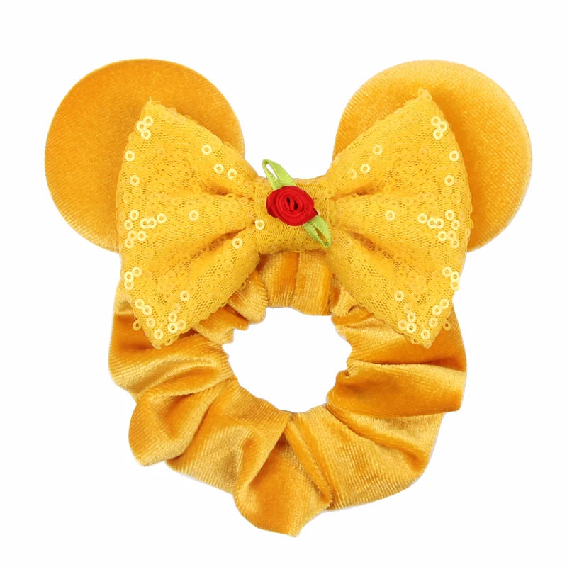 Velvet Sequin Mouse Ear Scrunchies – Elastic Hair Accessories for Kids Party
