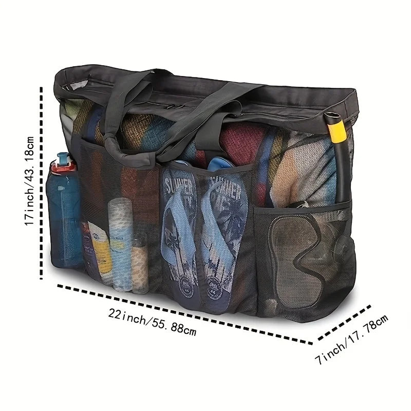 Extra Large Waterproof Beach Bag – Foldable Mesh Tote for Travel and Swimming
