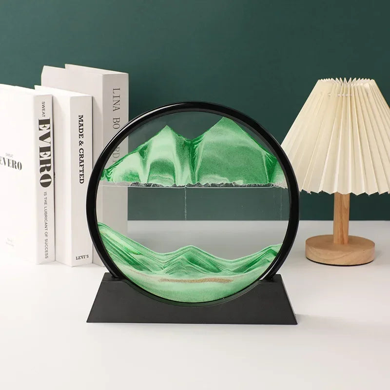 3D Moving Sand Art Frame – Dynamic Liquid Hourglass for Office Home Decor