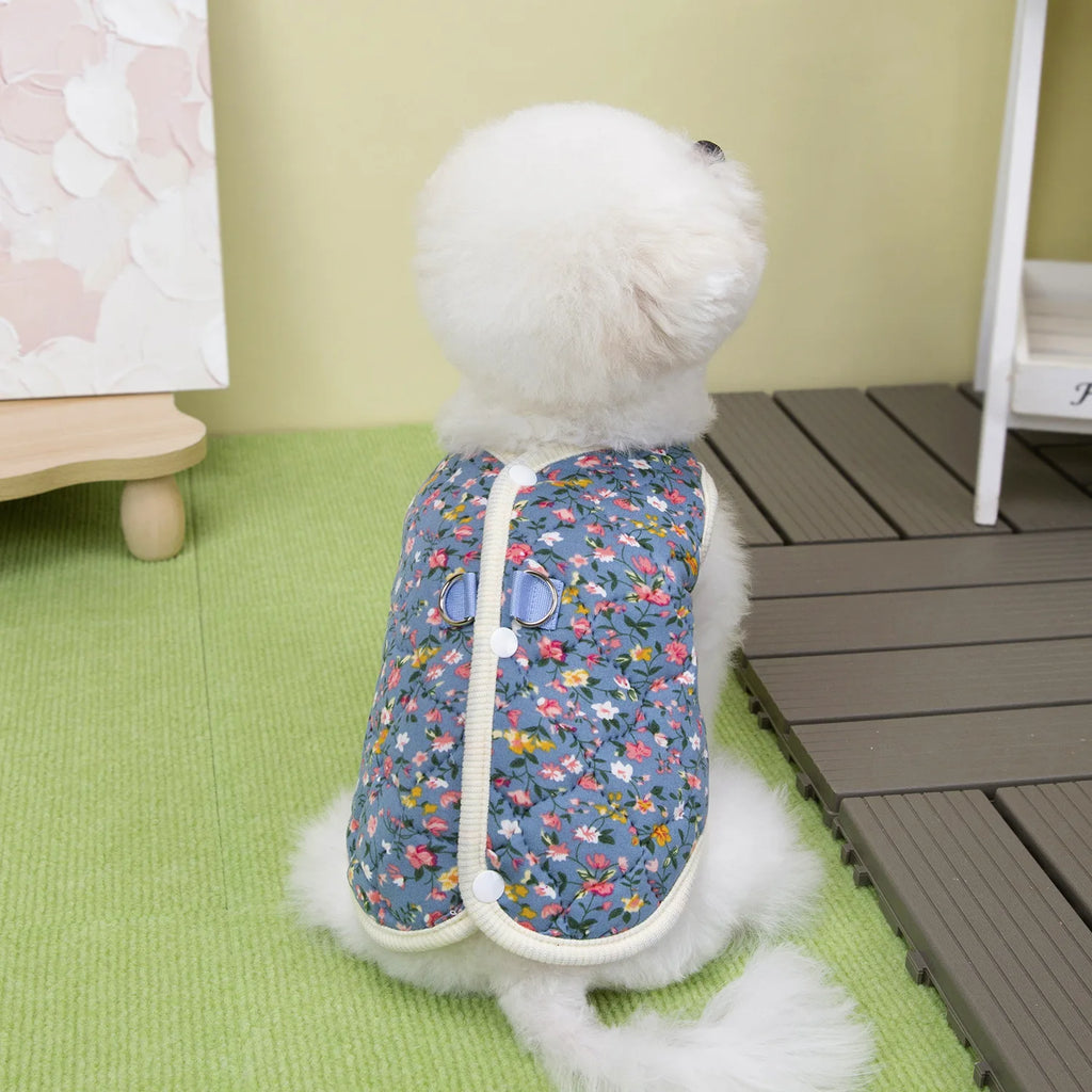 Floral Fleece Vest – Warm Winter Apparel for Small to Medium Dogs and Cats