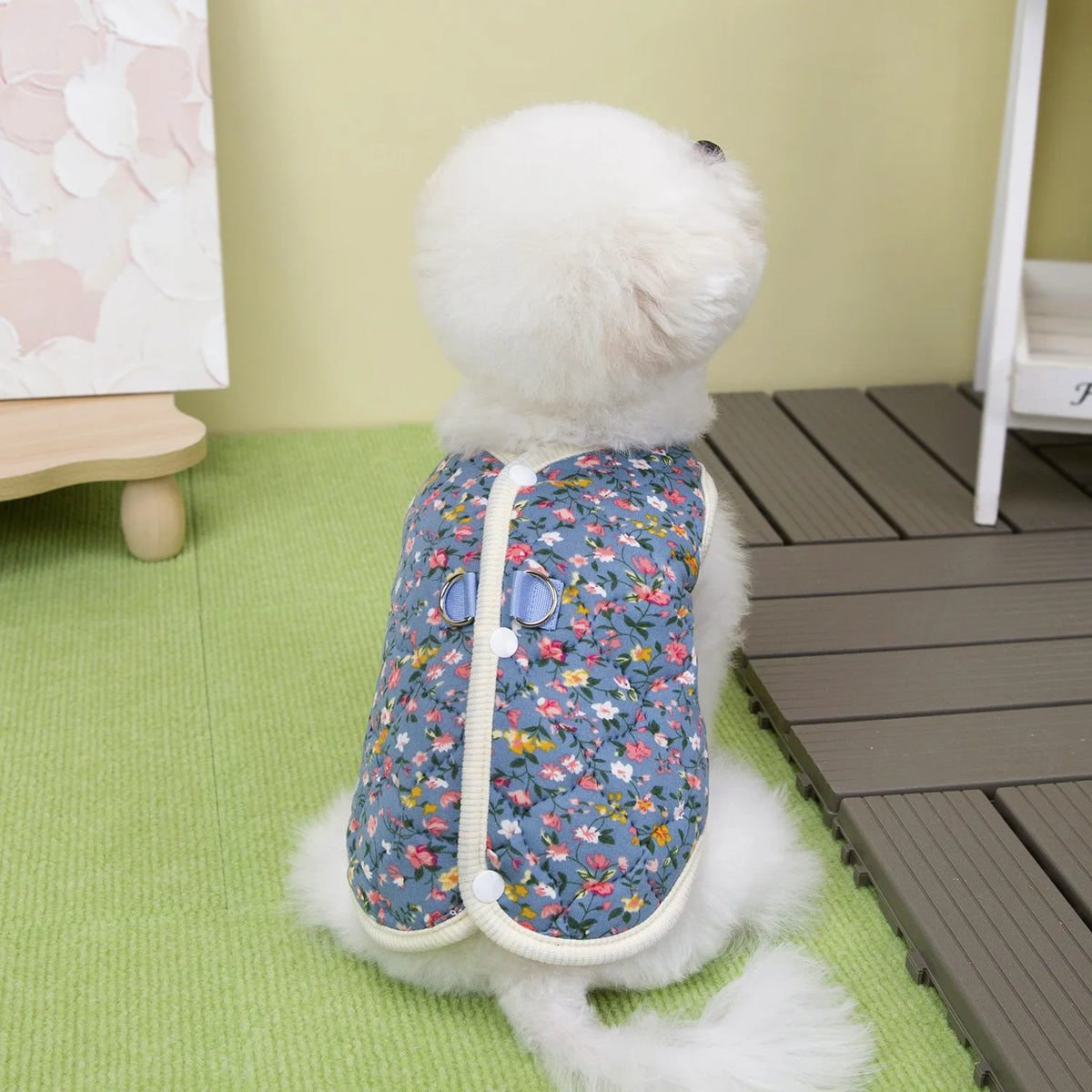 Floral Fleece Vest – Warm Winter Apparel for Small to Medium Dogs and Cats