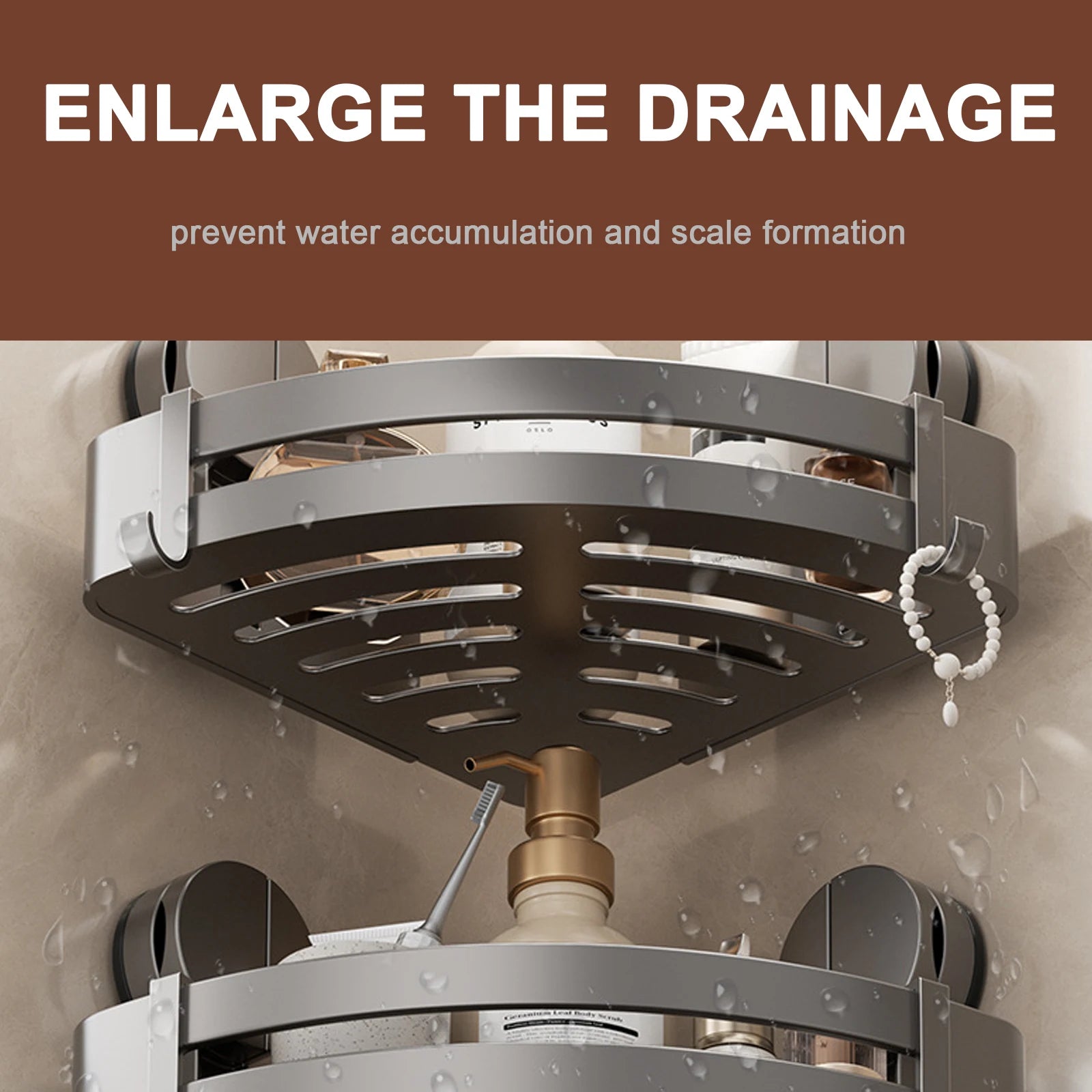 Bathroom Corner Shelf – Wall Mounted Shower Rack for Shampoo Storage