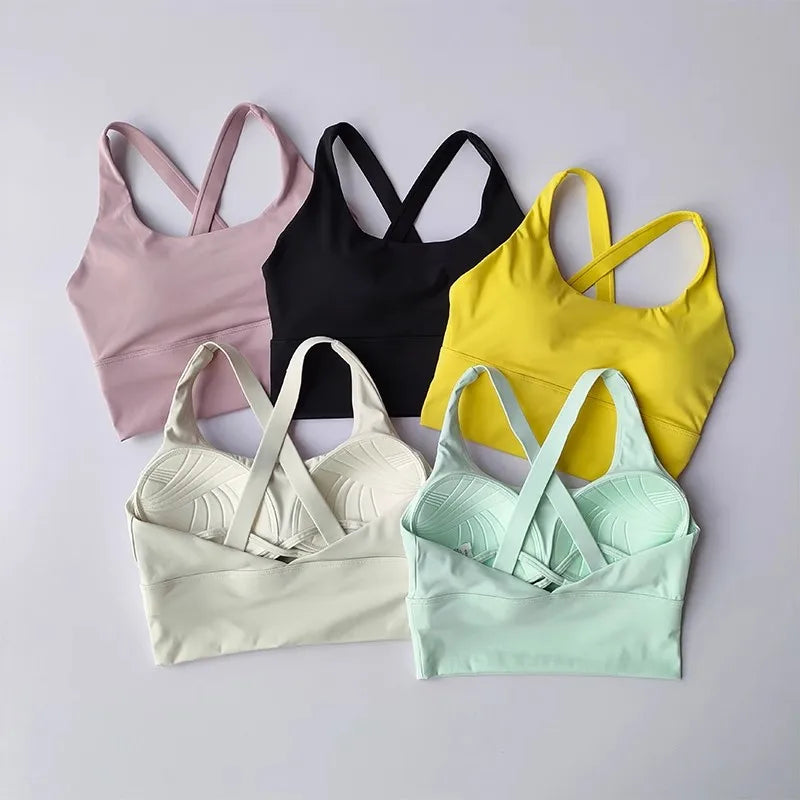 Shock-Absorbing Yoga Sports Bra – Breathable Fitness Top for Gym Workout