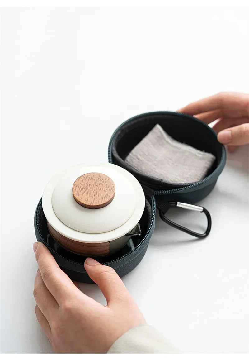 Portable Travel Tea Set – Ceramic Teapot and Cups for Camping