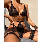 Transparent Lace Lingerie Set – Sexy 3 Piece Sleepwear for Women