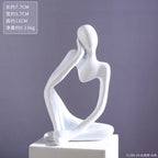 Abstract Thinker Statue – Sand Colored Yoga Figurine for Home Decor