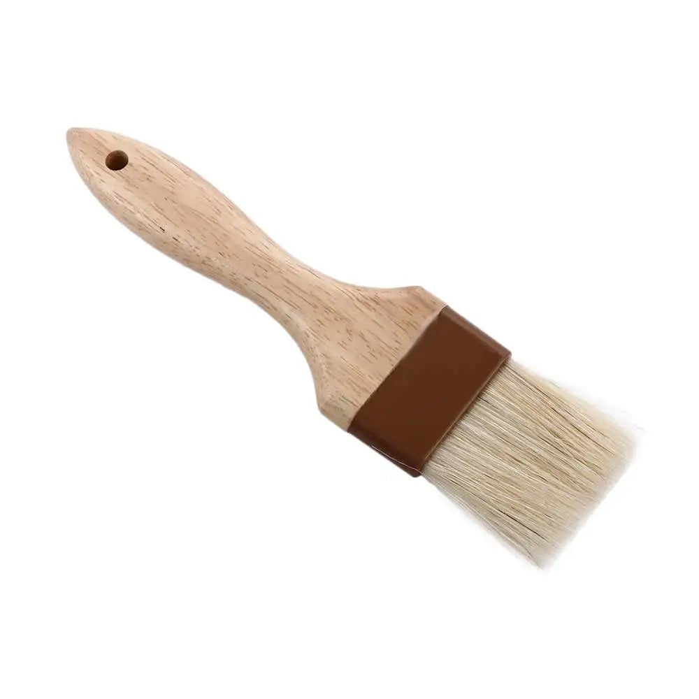 Wooden Bristle Pastry Brush – Flat Oil Basting Tool for Baking and Barbecue