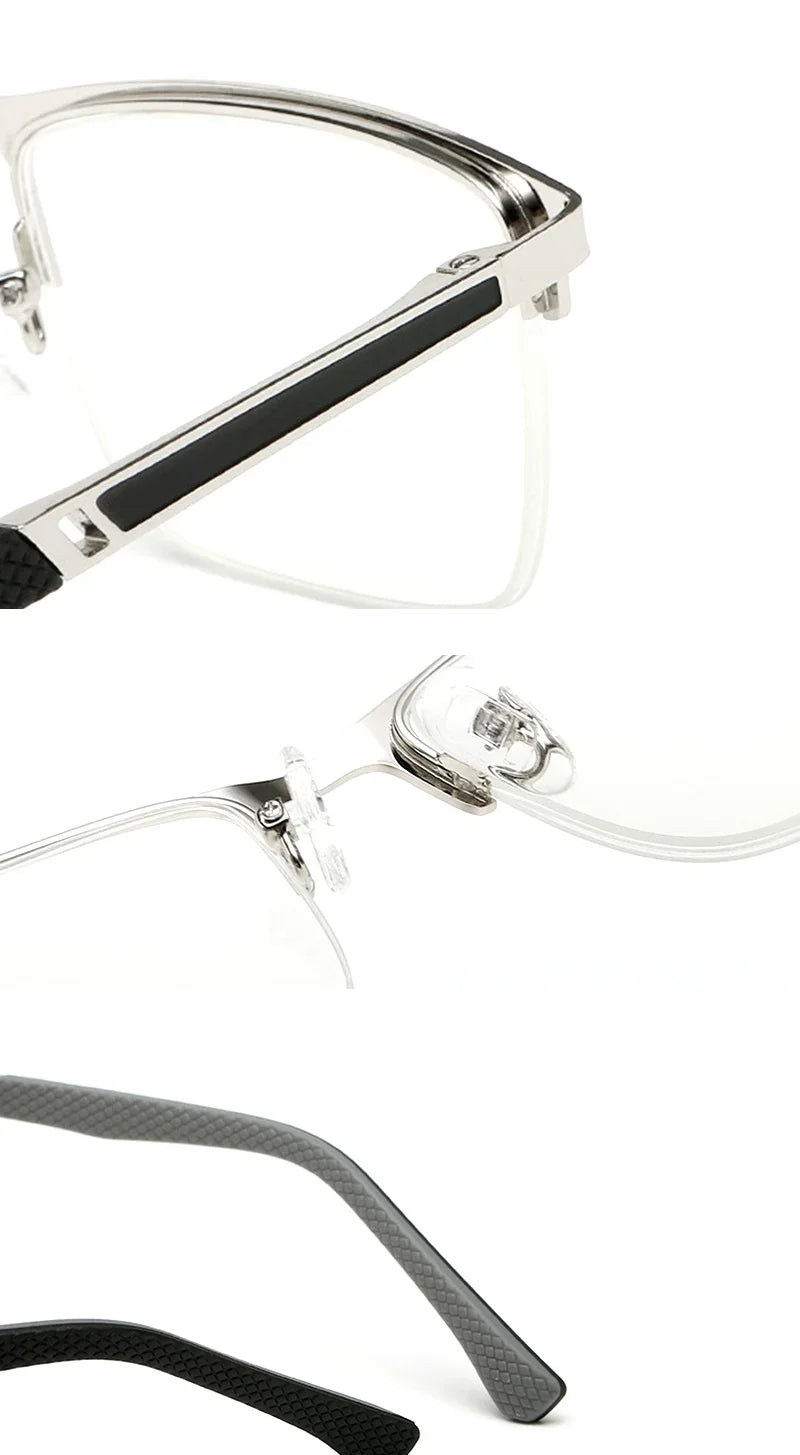 Metal Half-Frame Reading Glasses – Anti-Blue Light Eyewear for Business