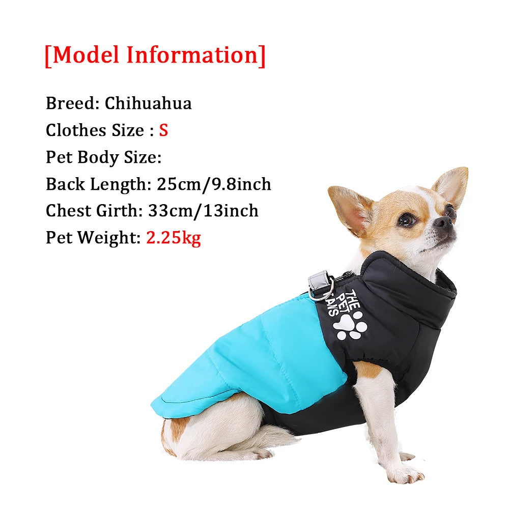 Reflective Dog Jacket – Windproof Winter Coat with D-ring for Small Dogs