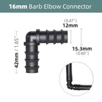 16mm Barbed Elbow Connectors – Irrigation Fittings for Greenhouse Watering