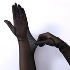Black Opera Length Gloves – Stretchy Satin Accessories for Evening Formal Wear