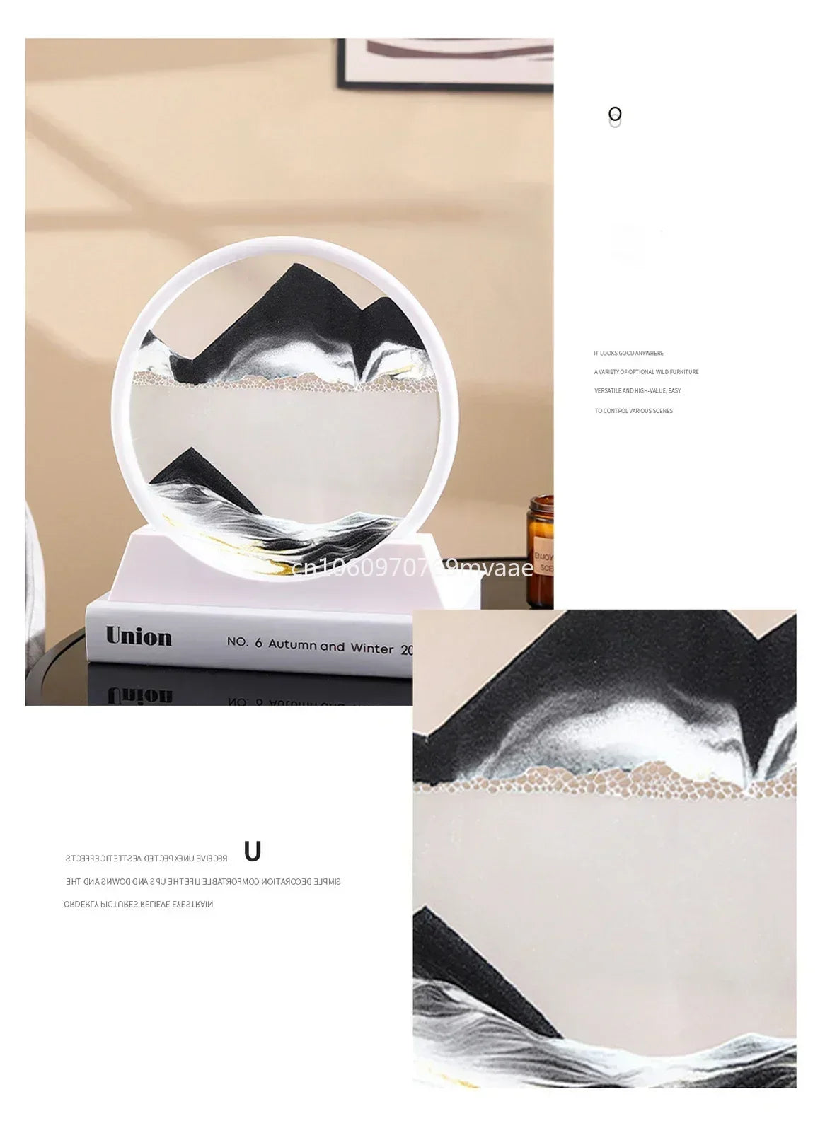 3D Moving Sand Art Frame – Dynamic Liquid Hourglass for Office Home Decor