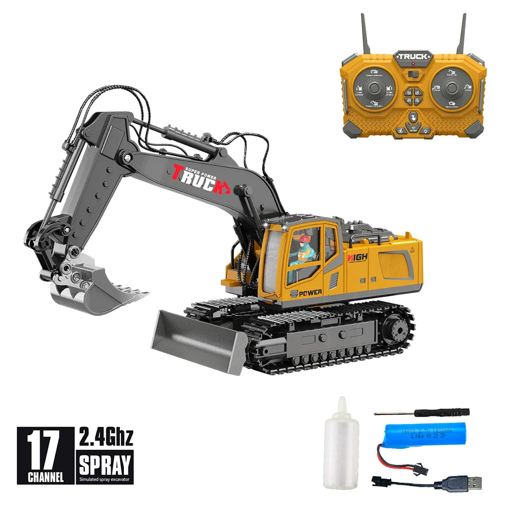Alloy RC Excavator Toy – 2.4G Remote Control Engineering Truck for Kids