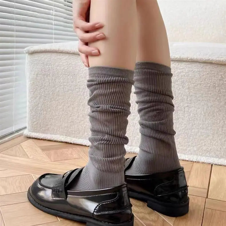 Vertical Striped Mid-Length Socks – Breathable Cotton for Daily Wear