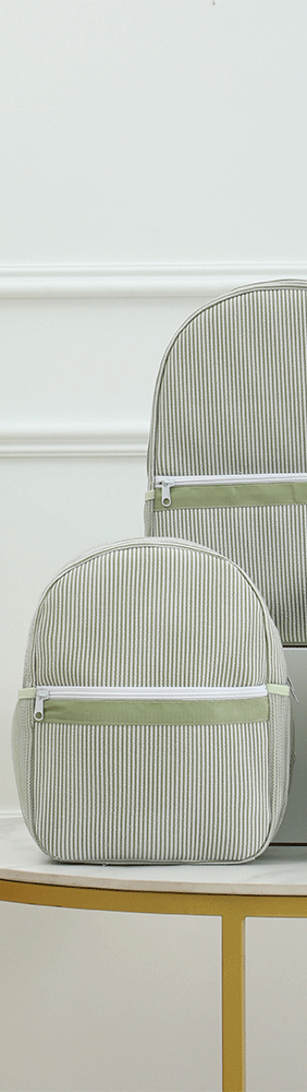 Seersucker Striped Backpack – Classic Kids Book Bag for Preschool