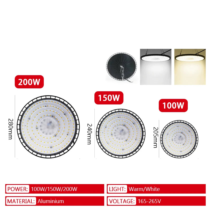 UFO LED High Bay Light – 200W Waterproof Industrial Lighting for Warehouse