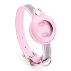 Adjustable Leather Airtag Collar – Reflective GPS Tracker for Pets