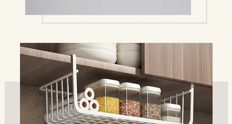 Iron Under Cabinet Hanging Baskets – Heavy Duty Storage for Kitchen Pantry