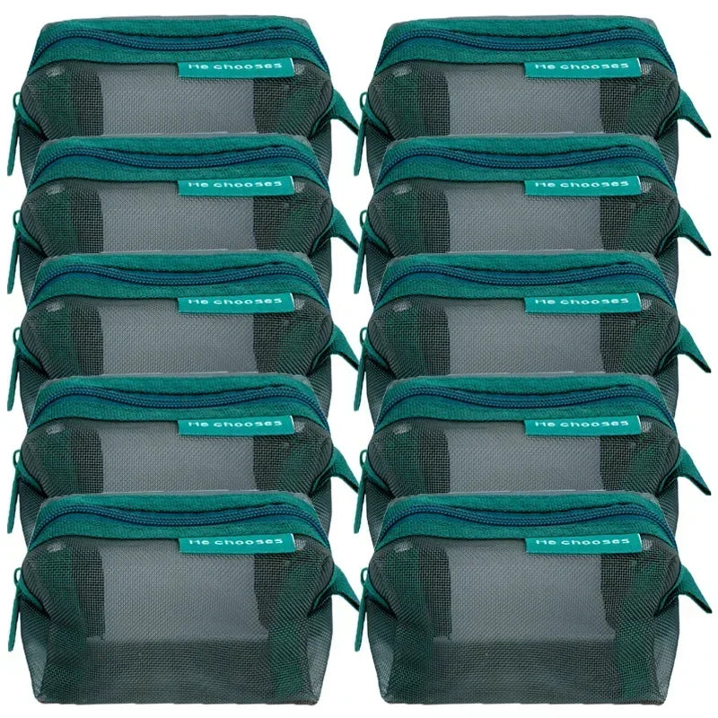 Transparent Mesh Zipper Pouch – Compact Organizer for Travel and Cables