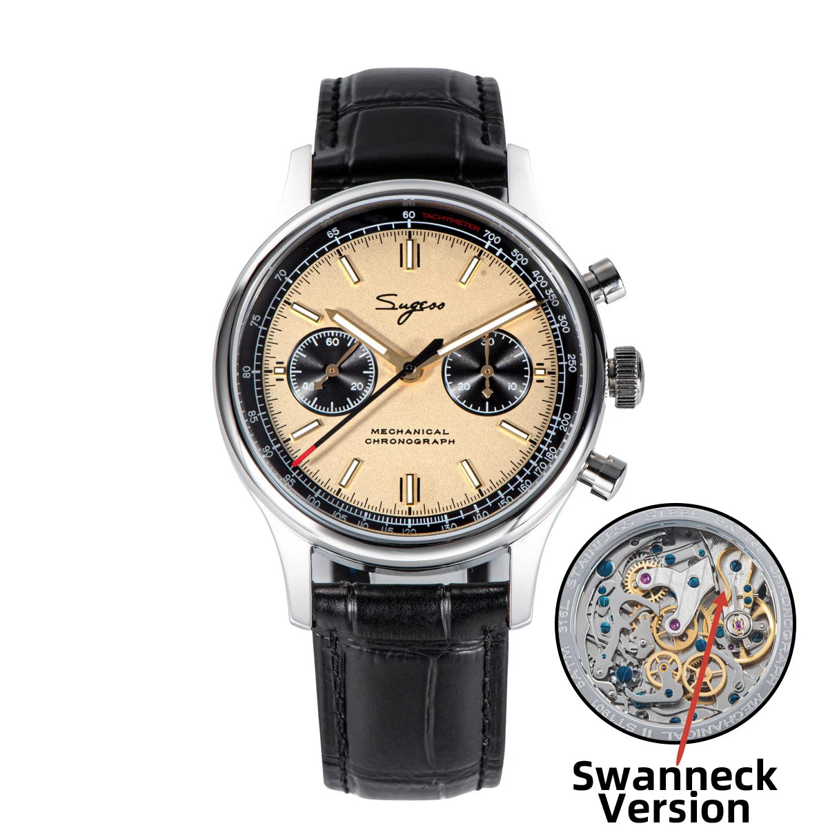 Sugess 1963 Mechanical Chronograph Watch – Sapphire Pilot Style for Men
