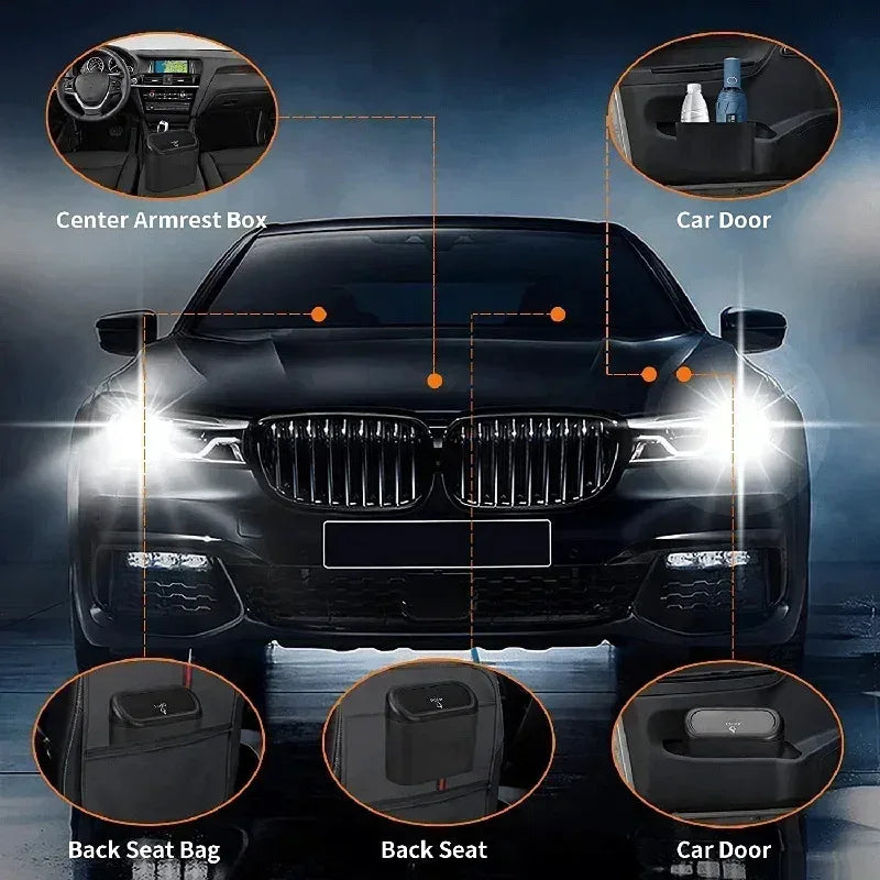 Leak-Proof Car Trash Can – Compact Waste Bin with Garbage Bags for Auto Interior