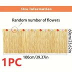 Tropical Hawaiian Table Skirt – Reusable Grass Fringe for Luau Party Decor