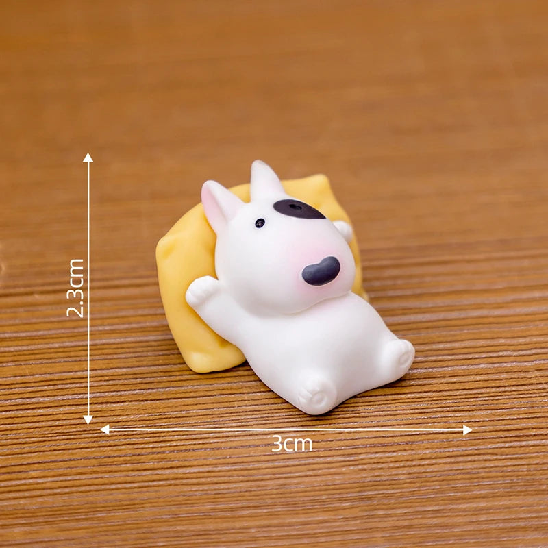 Mini Bull Terrier Dog Figurine – Micro Landscape for Home Desktop Decor