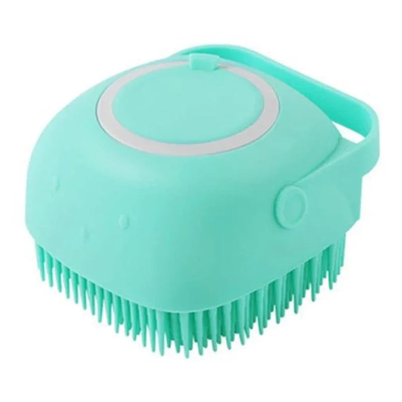 Silicone Pet Grooming Brush – Shampoo Dispenser for Dogs and Cats Bathing
