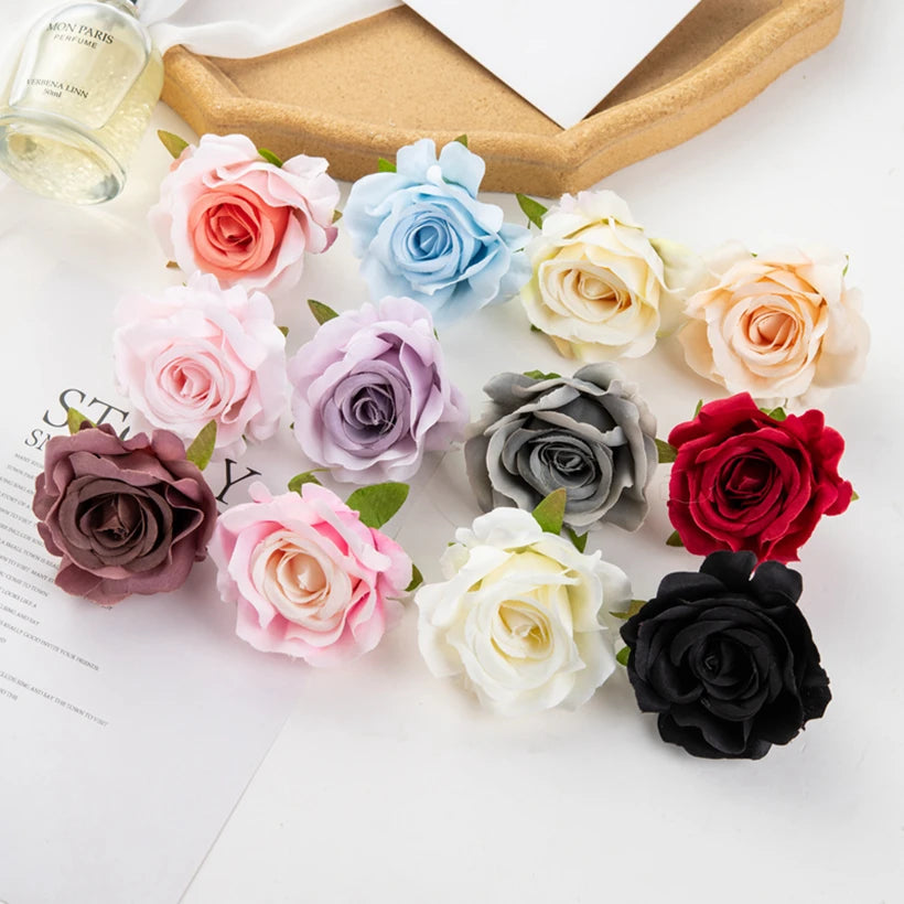 Artificial Silk Rose Heads – Decorative Flowers for Wedding Home Decor