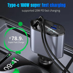 Retractable Car Charger – 120W Fast Charging Adapter for Mobile Devices