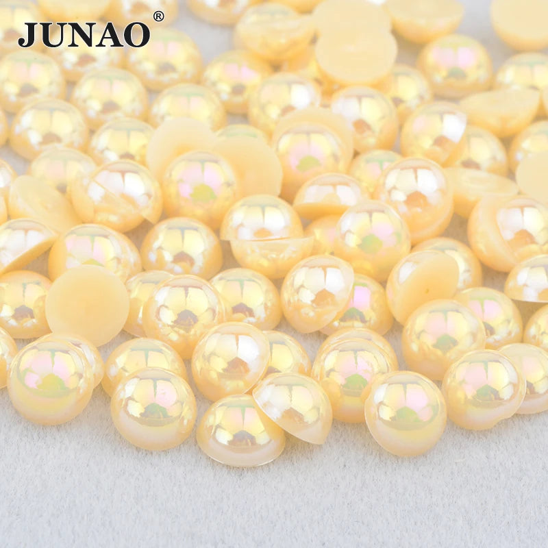 White AB Flatback Pearls – Assorted Size Beads for DIY Crafts and Jewelry