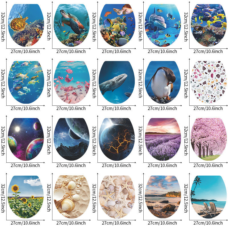 Decorative Toilet Seat Decal – Underwater Sea Shell Art for Bathroom Decor