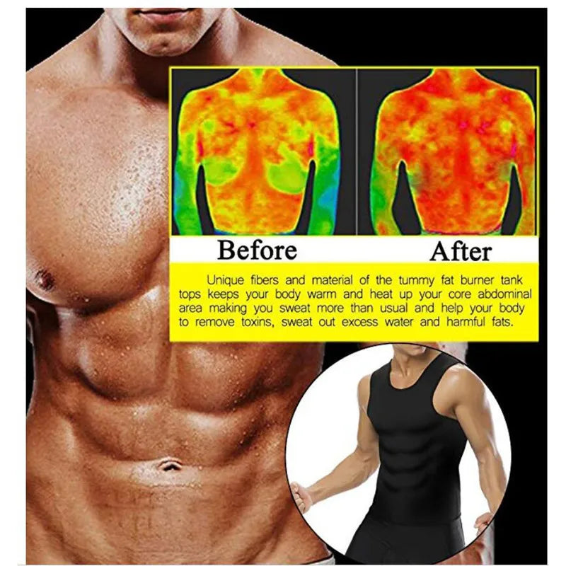Men's Sauna Shapewear Vest – Silver Coated Compression Top for Weight Loss
