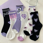 Heart-Shaped Printed Mid Tube Socks – Breathable Cotton for Casual Daily Wear