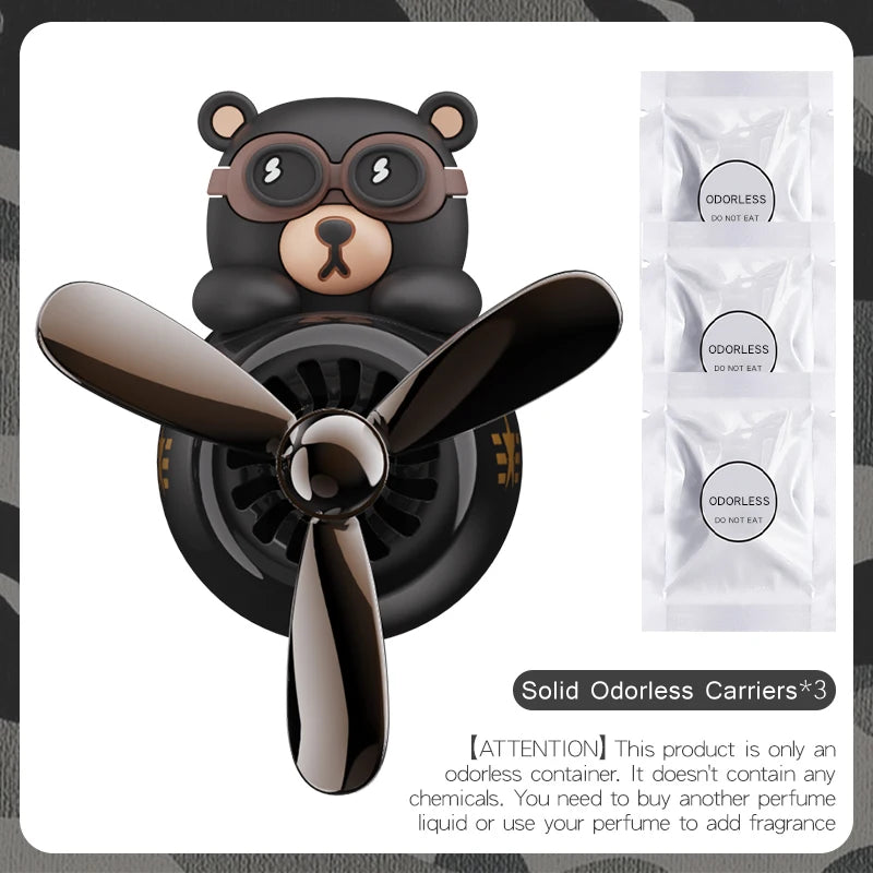 Pilot Bear Car Air Freshener – Cartoon Vent Clip for Interior Decoration