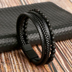 Tiger Eye Leather Bracelet – Multi-Layer Beaded Jewelry for Men