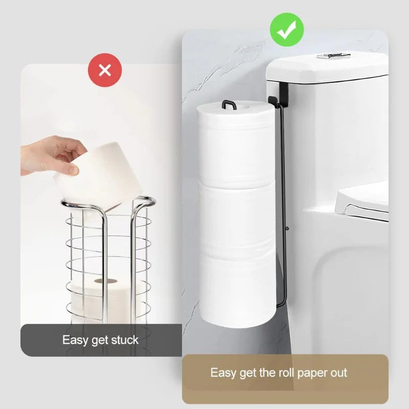 Adhesive Toilet Paper Holder – Wall Mount Bathroom Organizer for Kitchen Storage