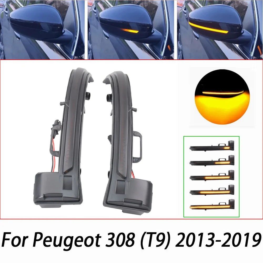 Dynamic LED Side Mirror Turn Signals – Sequential Arrow Light for Peugeot 308